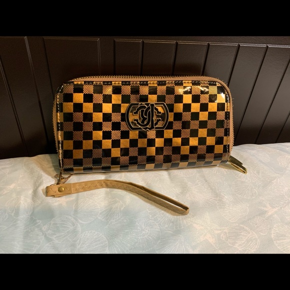Mixed/Checkered brown & black Medium Wristlet - Picture 1 of 10